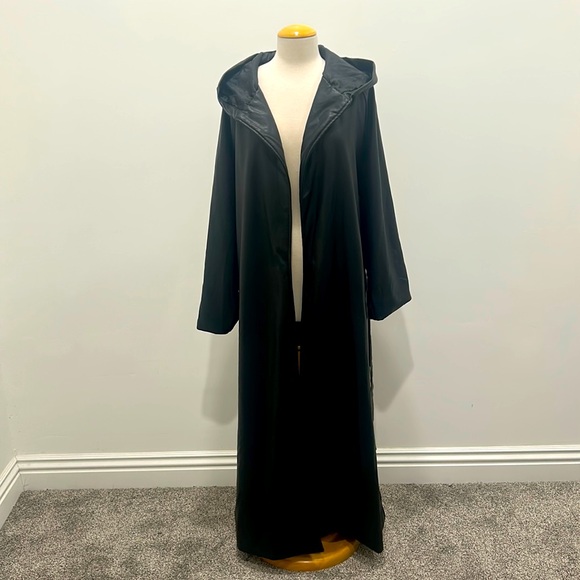 Fashion Nova Jackets & Blazers - BLACK FAUX LEATHER HOODED TRENCH,TIED WAIST,POCKETS, FULLY LINED